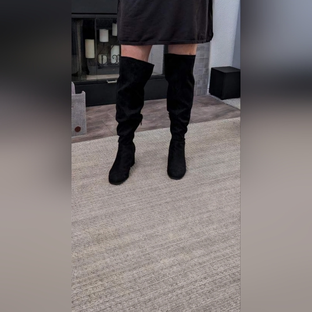 Christian Siriano for Payless - Over The Knee Suede Boot - Charcoal - - Picture 2 of 11